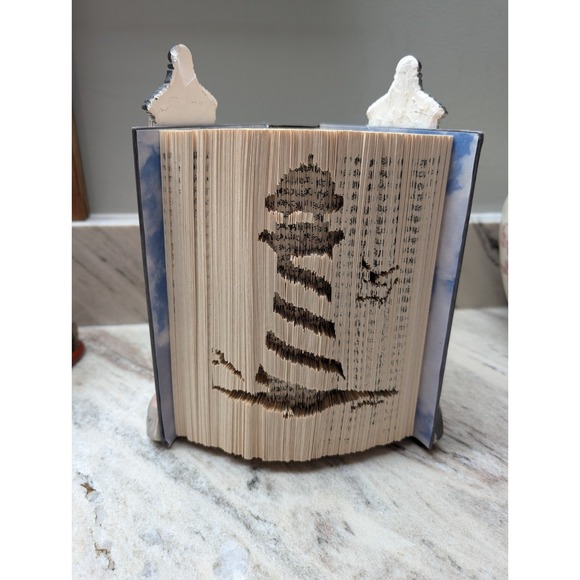 Other - Resin Lighthouse Nautical Book 3D Effect Striped Red White Black